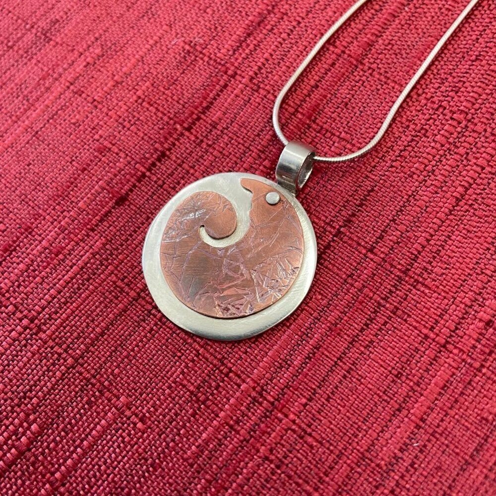 Jessie Senecal Handmade Sterling Sliver "Copper Swirl" Necklace
